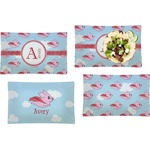 Flying Pigs Set of 4 Glass Rectangular Lunch / Dinner Plate (Personalized)