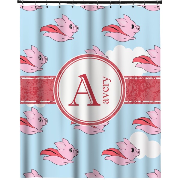 Custom Flying Pigs Extra Long Shower Curtain - 70"x84" (Personalized)