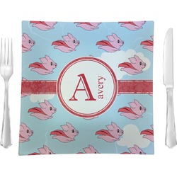 Flying Pigs Glass Square Lunch / Dinner Plate 9.5" (Personalized)