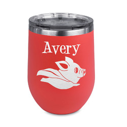 Flying Pigs Stemless Stainless Steel Wine Tumbler - Coral - Single Sided (Personalized)