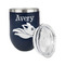 Flying Pigs Stainless Wine Tumblers - Navy - Double Sided - Alt View