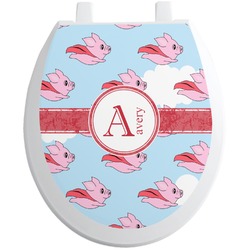 Flying Pigs Toilet Seat Decal - Round (Personalized)