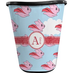 Flying Pigs Waste Basket - Single Sided (Black) (Personalized)