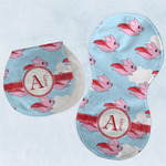 Flying Pigs Burp Pads - Velour - Set of 2 w/ Name and Initial