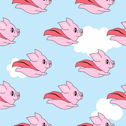 Flying Pigs Wallpaper & Surface Covering (Water Activated 24"x 24" Sample)