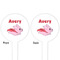 Flying Pigs White Plastic 4" Food Pick - Round - Double Sided - Front & Back