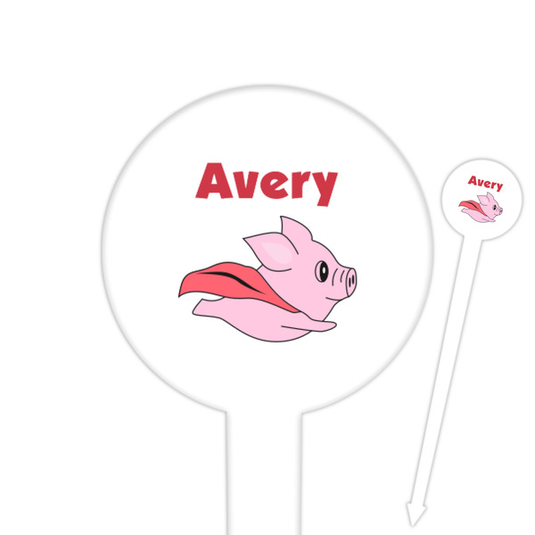 Custom Flying Pigs Round Plastic Food Picks (Personalized)