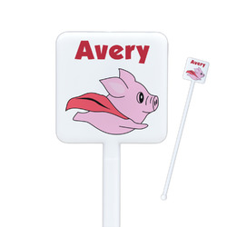 Flying Pigs Square Plastic Stir Sticks - Single Sided (Personalized)