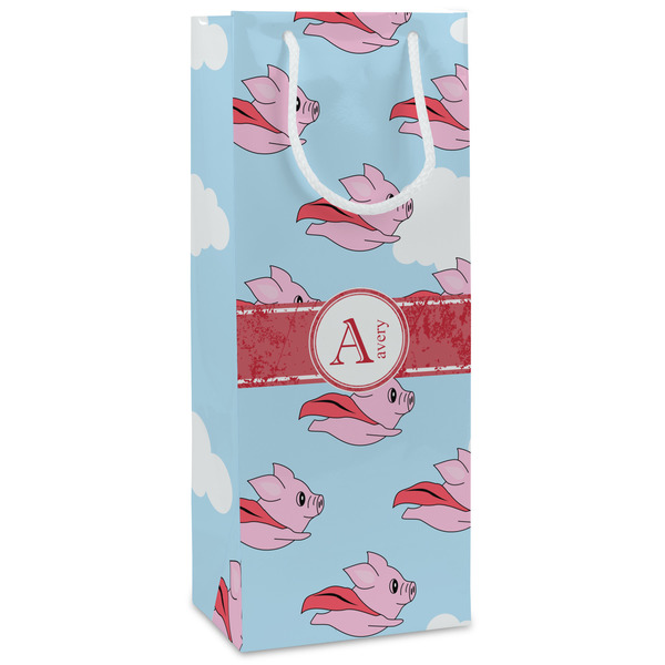 Custom Flying Pigs Wine Gift Bags - Gloss (Personalized)