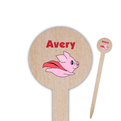 Flying Pigs 6" Round Wooden Food Picks - Single Sided (Personalized)