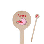 Flying Pigs 6" Round Wooden Stir Sticks - Single Sided (Personalized)