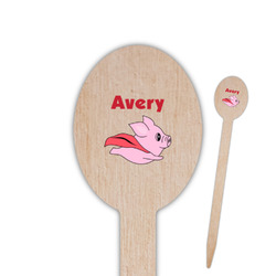 Flying Pigs Oval Wooden Food Picks - Double Sided (Personalized)