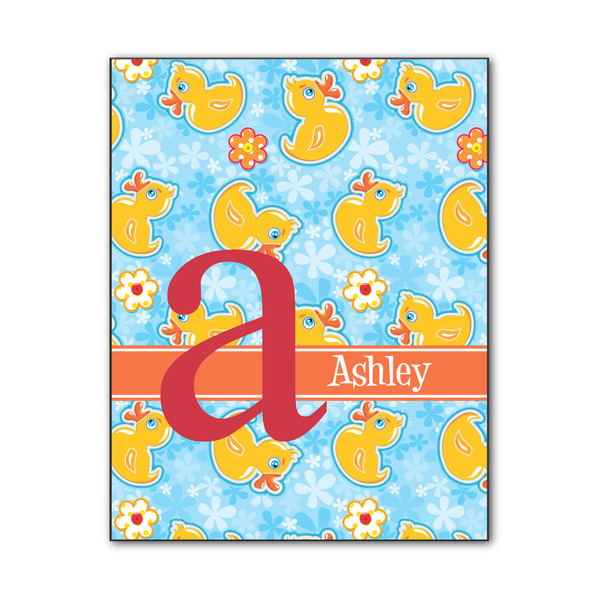 Custom Rubber Duckies & Flowers Wood Print - 11x14 (Personalized)