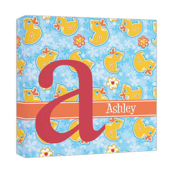 Custom Rubber Duckies & Flowers Canvas Print - 12x12 (Personalized)