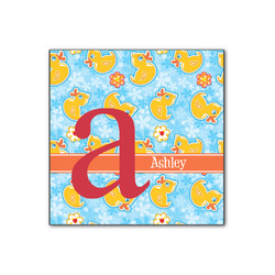 Rubber Duckies & Flowers Wood Print - 12x12 (Personalized)