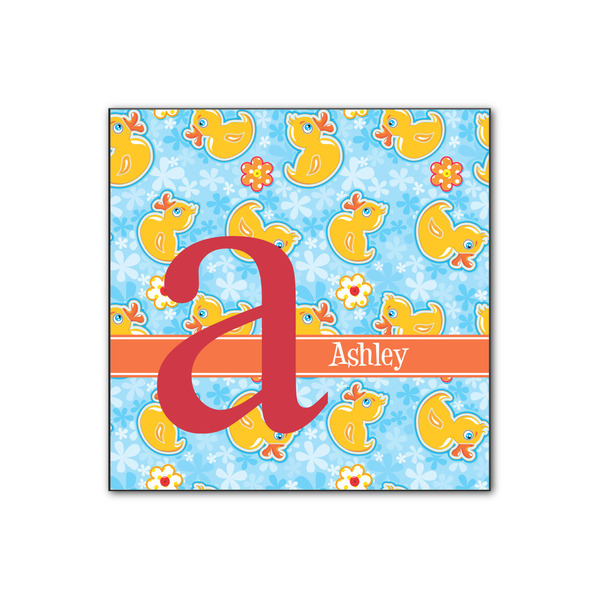 Custom Rubber Duckies & Flowers Wood Print - 12x12 (Personalized)