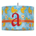 Rubber Duckies & Flowers 16" Drum Pendant Lamp - Fabric (Personalized)