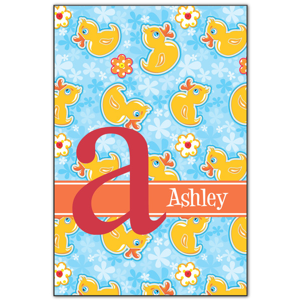 Custom Rubber Duckies & Flowers Wood Print - 20x30 (Personalized)