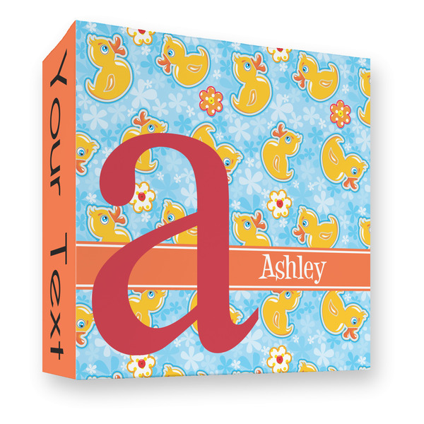 Custom Rubber Duckies & Flowers 3 Ring Binder - Full Wrap - 3" (Personalized)