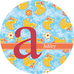 Rubber Duckies & Flowers Multipurpose Round Labels - 4" (Personalized)