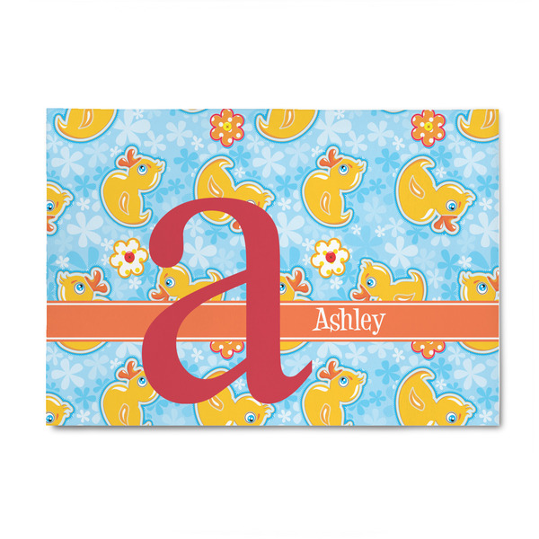 Custom Rubber Duckies & Flowers 4' x 6' Patio Rug (Personalized)