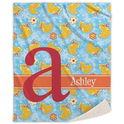 Rubber Duckies & Flowers Sherpa Throw Blanket (Personalized)