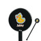 Rubber Duckies & Flowers Black Plastic 5.5" Stir Stick - Round - Closeup