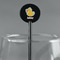 Rubber Duckies & Flowers Black Plastic 5.5" Stir Stick - Round - Main