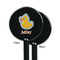 Rubber Duckies & Flowers Black Plastic 5.5" Stir Stick - Single Sided - Round - Front & Back