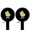 Rubber Duckies & Flowers Black Plastic 6" Food Pick - Round - Double Sided - Front & Back