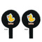 Rubber Duckies & Flowers Black Plastic 7" Stir Stick - Double Sided - Round - Front & Back