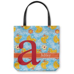 Rubber Duckies & Flowers Canvas Tote Bag (Personalized)