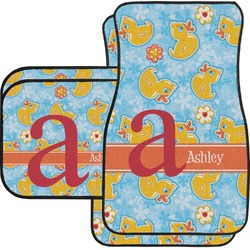 Rubber Duckies & Flowers Car Floor Mats Set - 2 Front & 2 Back (Personalized)