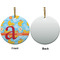 Rubber Duckies & Flowers Ceramic Flat Ornament - Circle Front & Back (APPROVAL)