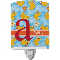 Rubber Duckies & Flowers Ceramic Night Light (Personalized)