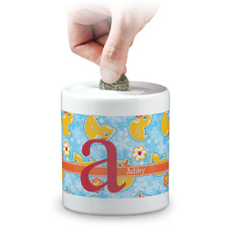 Rubber Duckies & Flowers Coin Bank (Personalized)