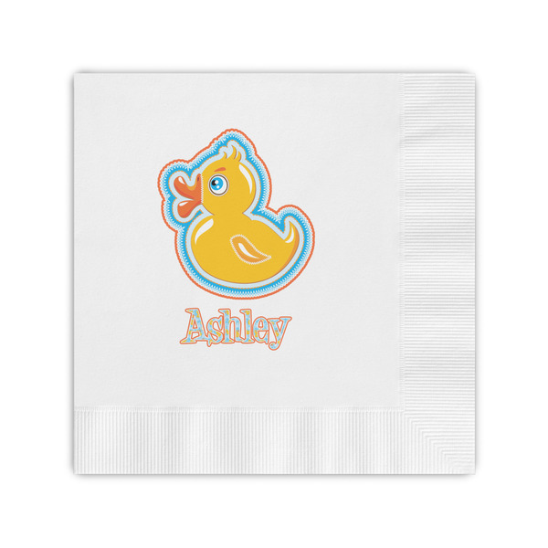 Custom Rubber Duckies & Flowers Coined Cocktail Napkins (Personalized)