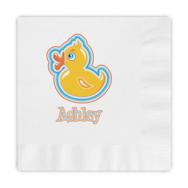 Custom Rubber Duckies & Flowers Embossed Decorative Napkins (Personalized)