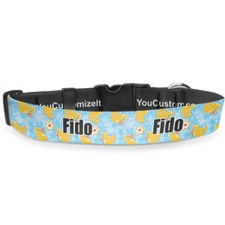 Rubber Duckies & Flowers Deluxe Dog Collar - Medium (11.5" to 17.5") (Personalized)