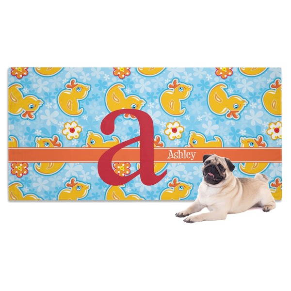 Custom Rubber Duckies & Flowers Dog Towel (Personalized)