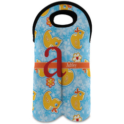 Rubber Duckies & Flowers Wine Tote Bag (2 Bottles) (Personalized)