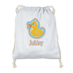 Rubber Duckies & Flowers Drawstring Backpack - Sweatshirt Fleece - Single Sided (Personalized)