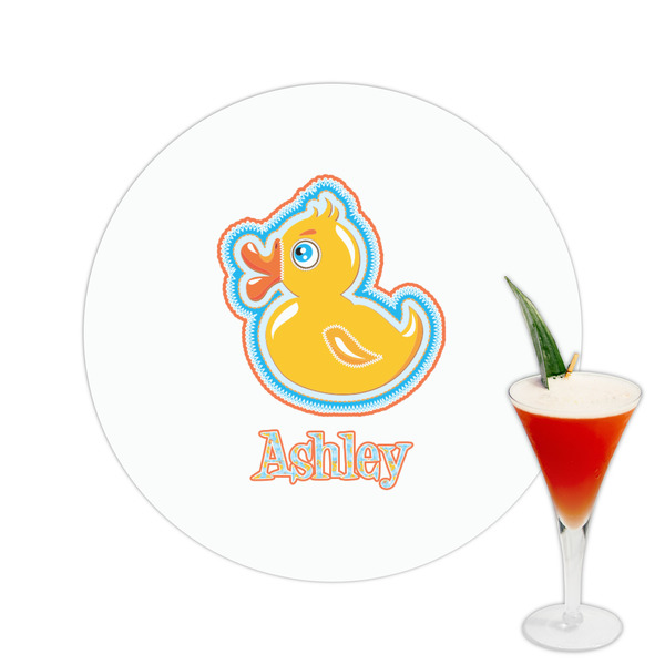 Custom Rubber Duckies & Flowers Printed Drink Topper -  2.5" (Personalized)