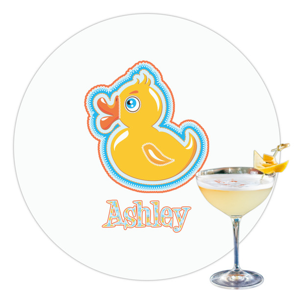 Custom Rubber Duckies & Flowers Printed Drink Topper - 3.5" (Personalized)