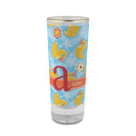 Rubber Duckies & Flowers 2 oz Shot Glass -  Glass with Gold Rim - Single (Personalized)