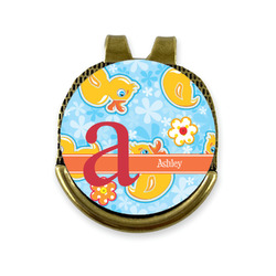 Rubber Duckies & Flowers Golf Ball Marker - Hat Clip - Gold