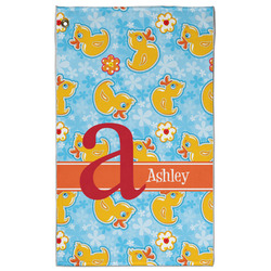 Rubber Duckies & Flowers Golf Towel - Poly-Cotton Blend - Large w/ Name and Initial