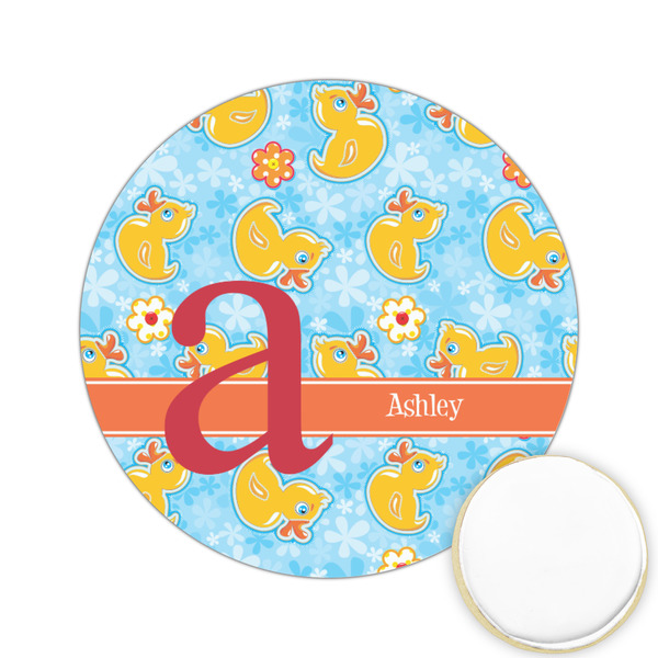 Custom Rubber Duckies & Flowers Printed Cookie Topper - 2.15" (Personalized)