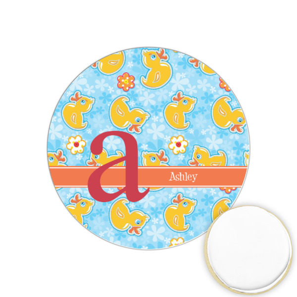 Custom Rubber Duckies & Flowers Printed Cookie Topper - 1.25" (Personalized)