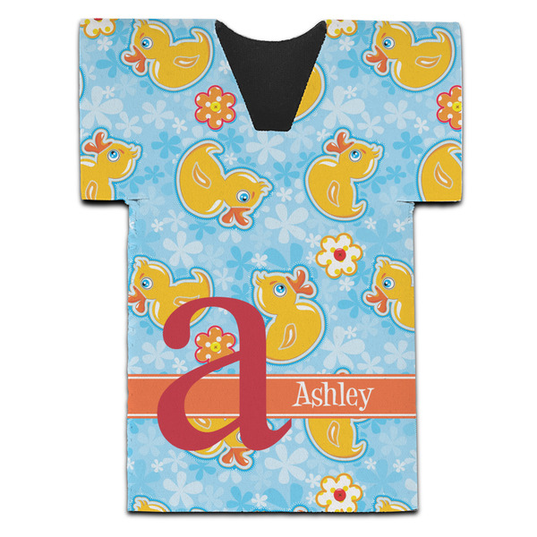 Custom Rubber Duckies & Flowers Jersey Bottle Cooler (Personalized)